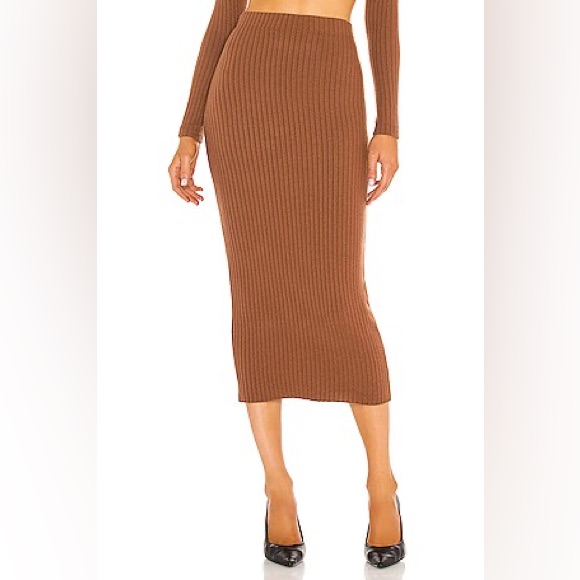 Enza Costa Sweater Rib Pencil Skirt In Hazel